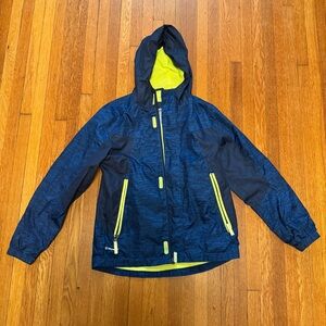 Champion Kids Navy Rain Coat with Neon Yellow Details size M